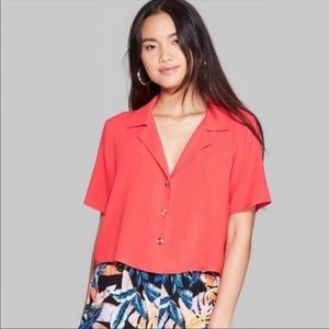 Coral short sleeve button down Size XXL